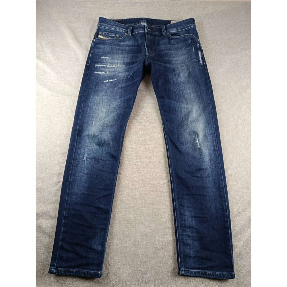 Diesel Thavar-XP Skinny Slim Jeans Men 33x30 Blue Denim Stretch Distressed R8FG4